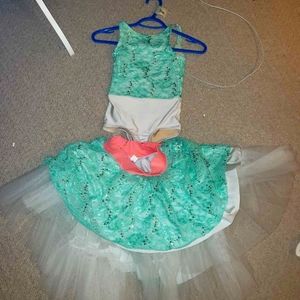 2 pcs body suit and skirt green